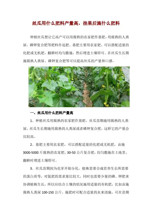 丝瓜用什么肥料产量高,挂果后施什么肥料