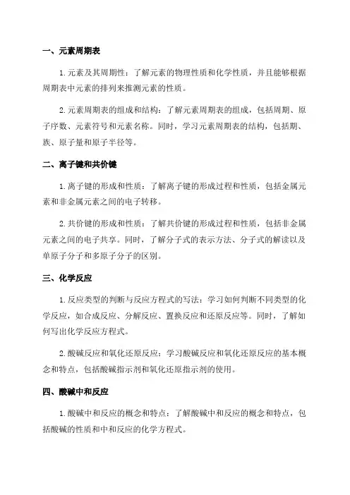 九年级化学下学期知识点归纳