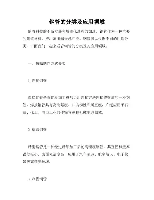 钢管的分类及应用领域