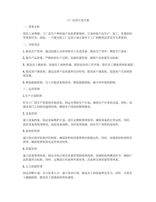 工厂运营计划方案