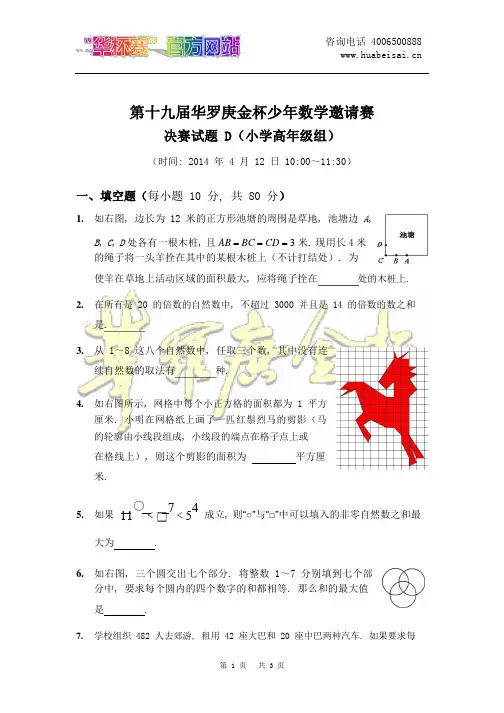 第十九届“华杯赛”决赛小高组试题d