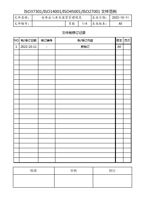 物流仓库出入库及退货管理规范