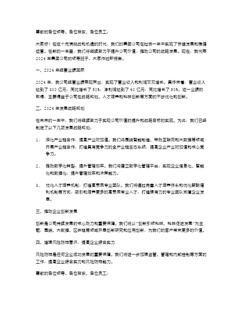 2024年集团公司领导班子述职报告