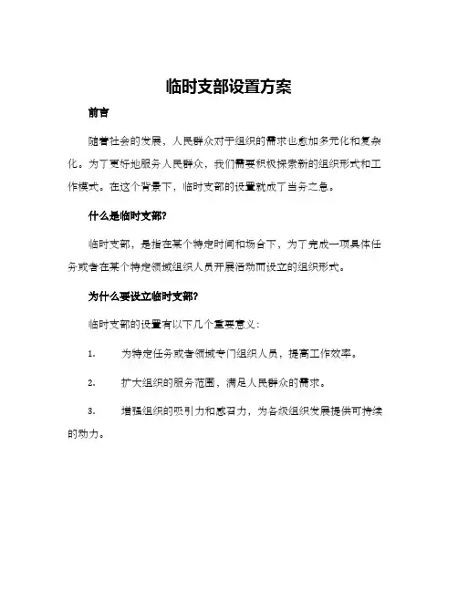 临时支部设置方案