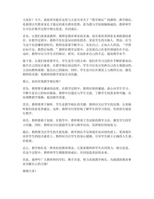 教学相长会发言稿范文