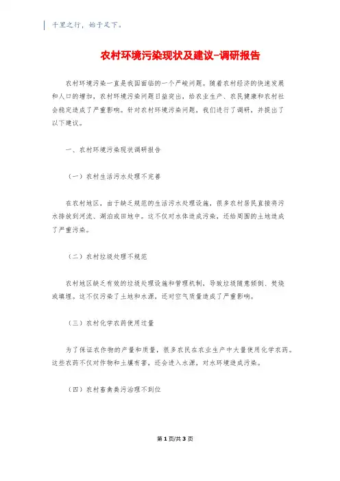 农村环境污染现状及建议-调研报告