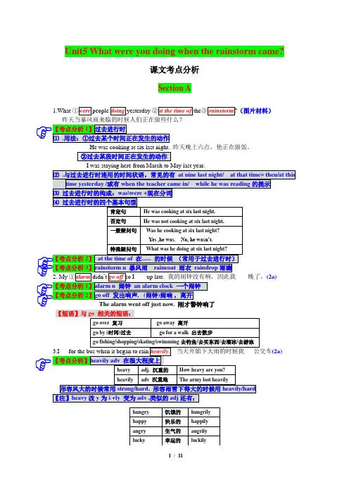 2020年春八年级人教版英语下册Unit5_What_were_you_doing_when_the_rainstorm_came.考点聚焦