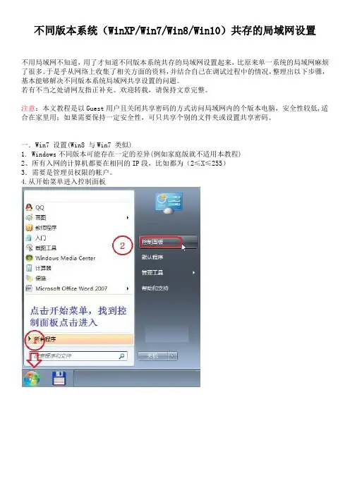 不同版本系统WinWinWinWin共存的局域网共享设置