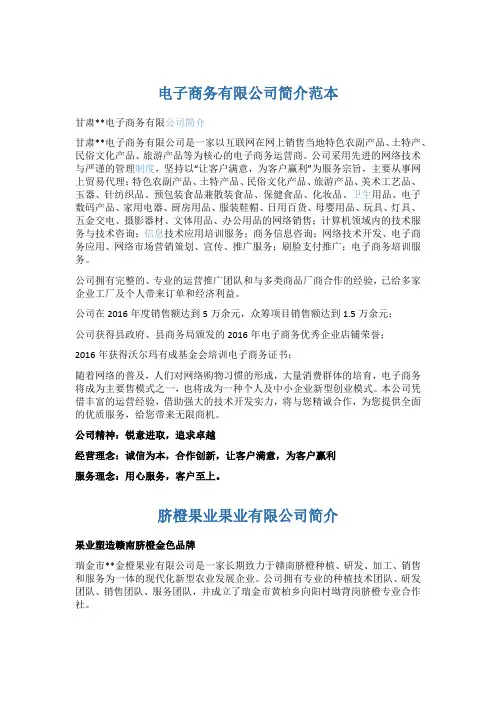 电子商务有限公司简介范本