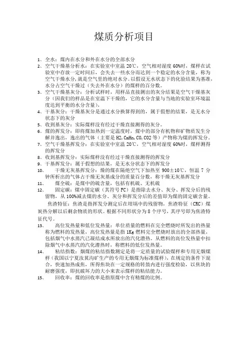 煤质分析项目
