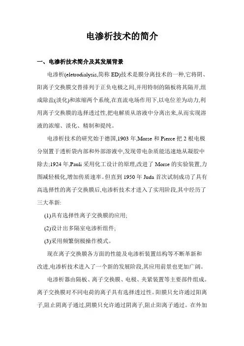 电渗析技术的简介