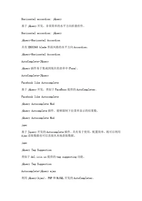 基于jQuery 常用控件收集
