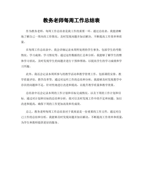 教务老师每周工作总结表