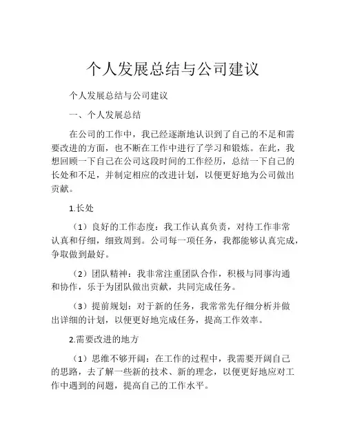 个人发展总结与公司建议