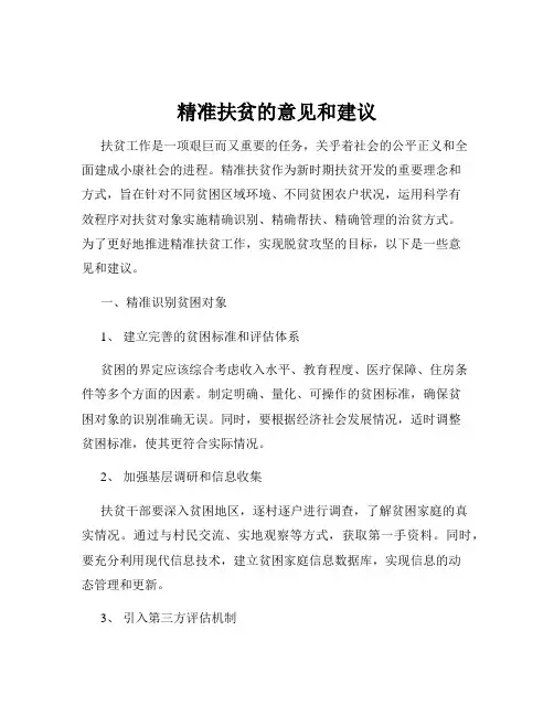 精准扶贫的意见和建议