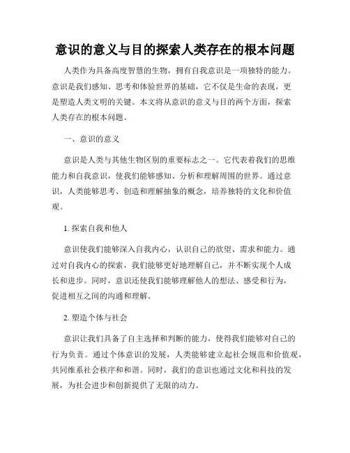 意识的意义与目的探索人类存在的根本问题