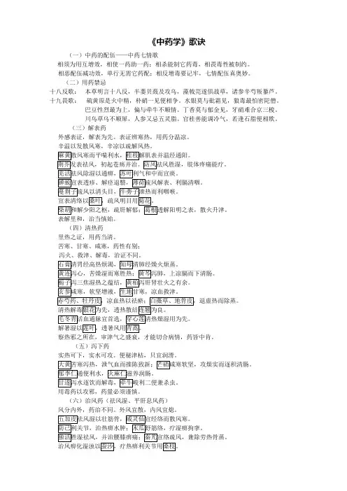 中药歌诀