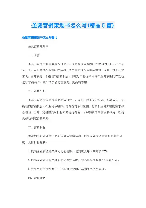 圣诞营销策划书怎么写(精品5篇)