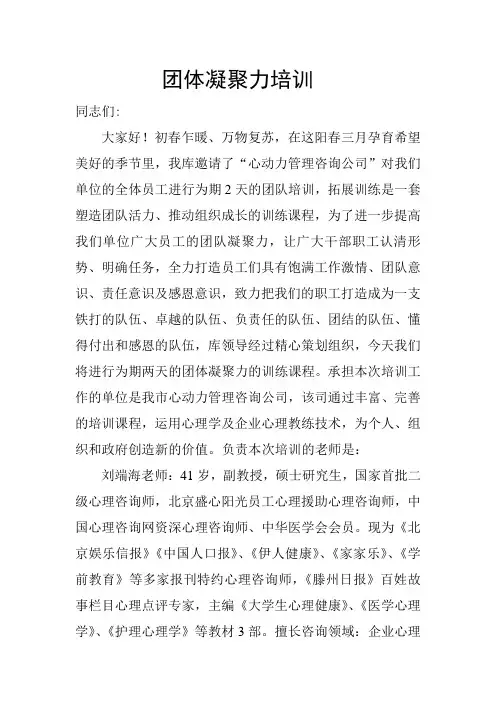 团体凝聚力培训