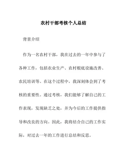农村干部考核个人总结