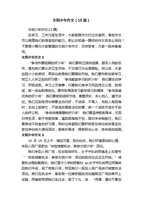 文明少年作文（15篇）