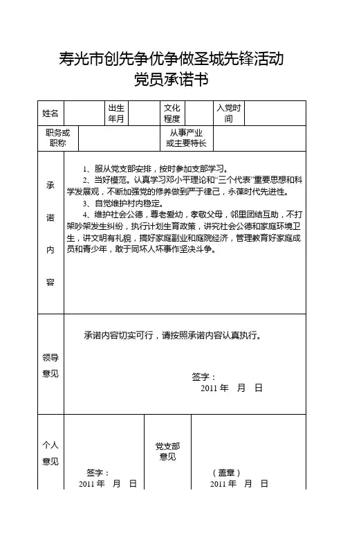 农村党员承诺书