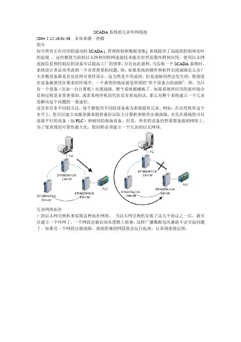 SCADA系统的冗余环网连接