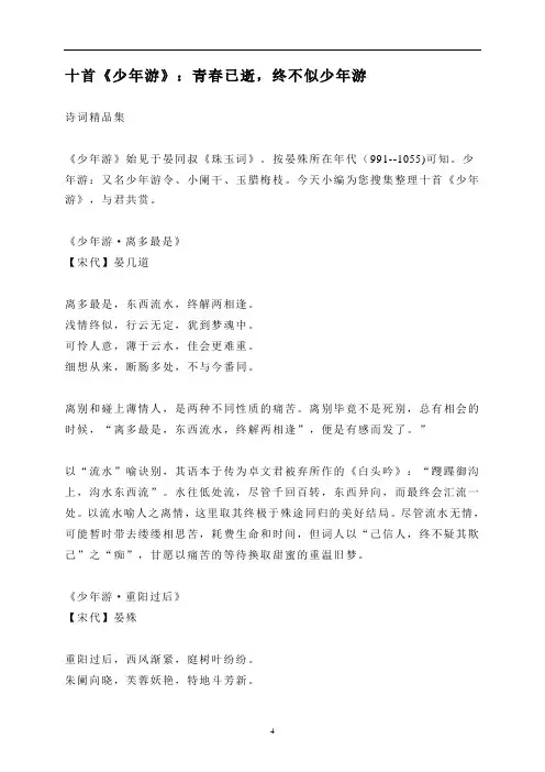 十首《少年游》：青春已逝,终不似少年游