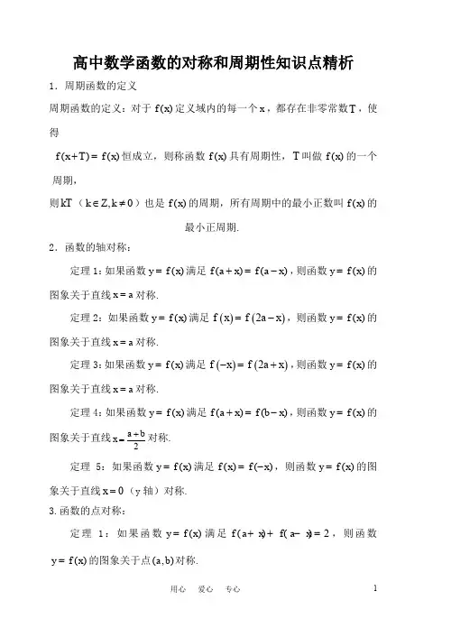 高中数学函数的对称和周期性知识点精析