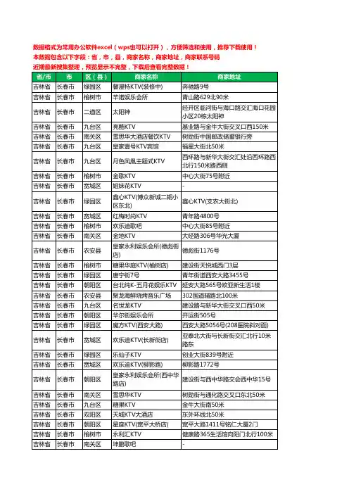 2020新版吉林省长春市KTV工商企业公司商家名录名单联系电话号码地址大全280家