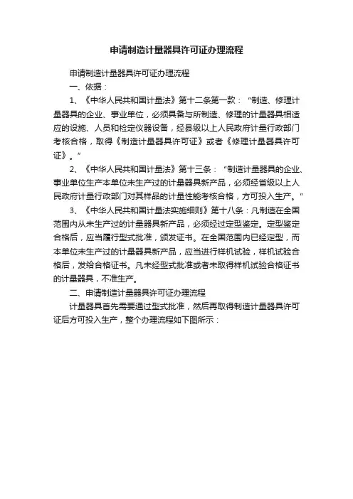 申请制造计量器具许可证办理流程