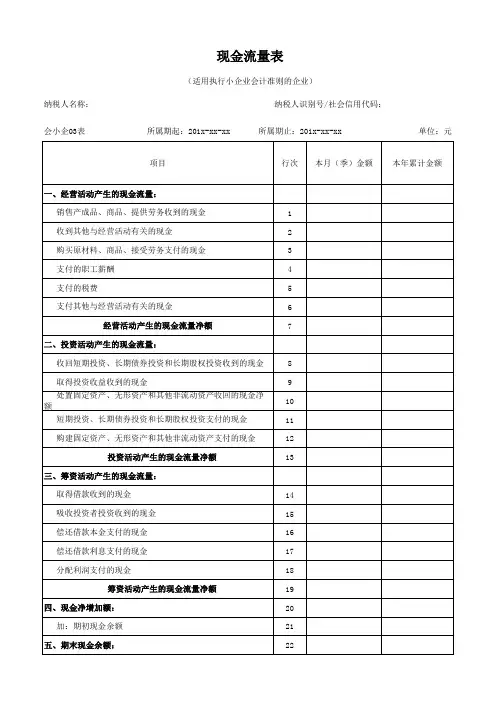 现金流量表(报税版)EXCEL