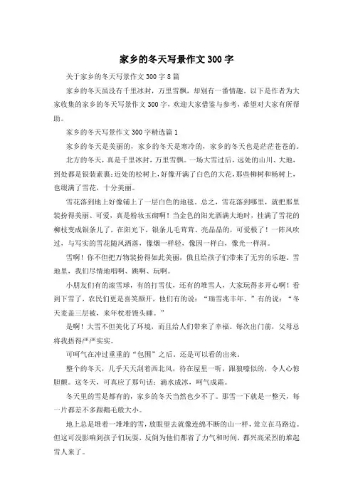 家乡的冬天写景作文300字