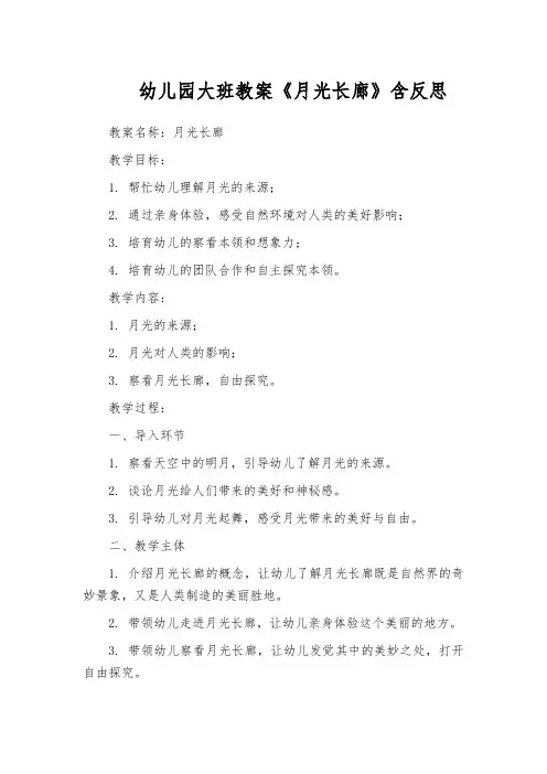 幼儿园大班教案《月光长廊》含反思