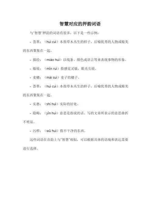 智慧对应的押韵词语
