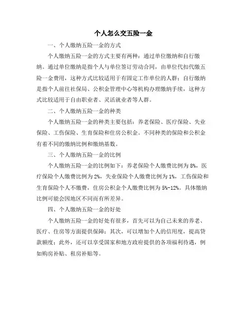 个人怎么交五险一金
