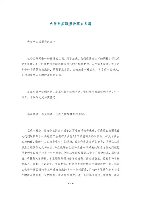 大学生实践报告范文5篇