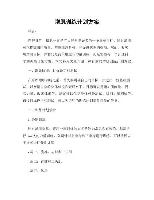 增肌训练计划方案