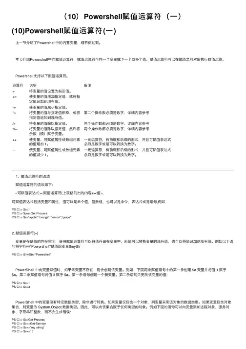 （10）Powershell赋值运算符（一）