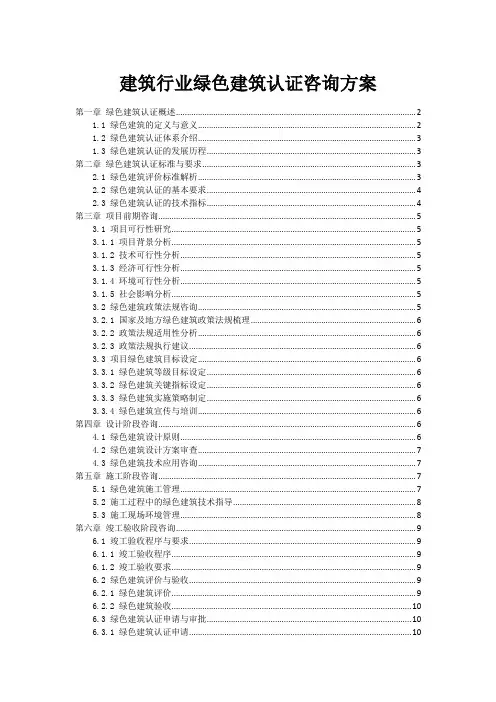 建筑行业绿色建筑认证咨询方案