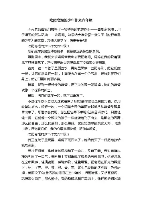 吹肥皂泡的少年作文六年级