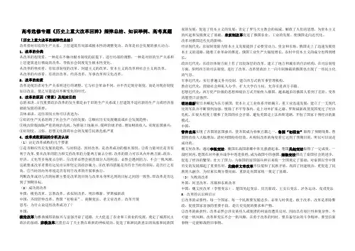 高中历史选修1历史上重大改革知识点总结答题模板与高考例题