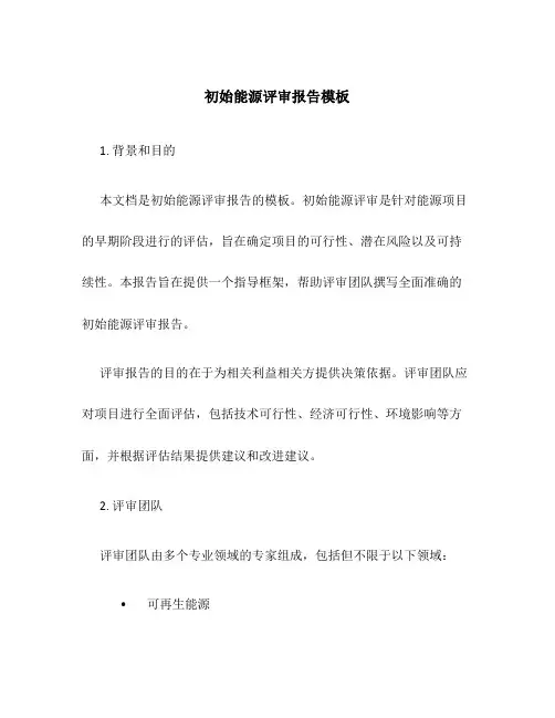 初始能源评审报告模板