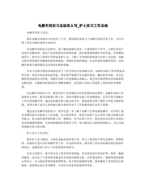 电解车间实习总结怎么写_护士实习工作总结