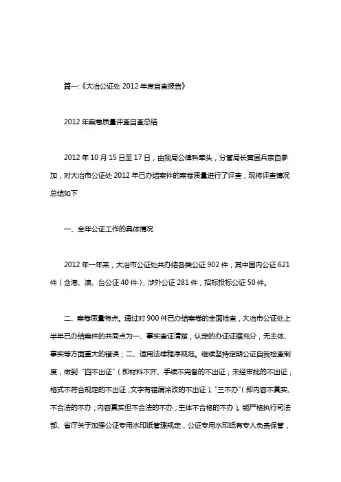 公证处自查自纠报告