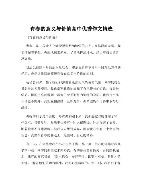 青春的意义与价值高中优秀作文精选