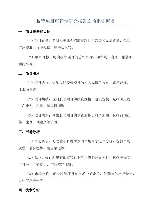 胶管项目可行性研究报告立项报告模板