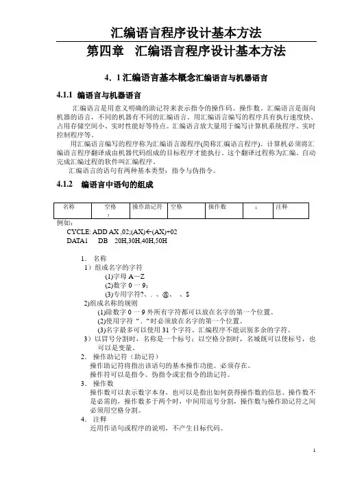 微机原理——汇编语言程序设计基本方法