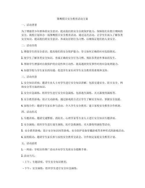雏鹰假日安全教育活动方案