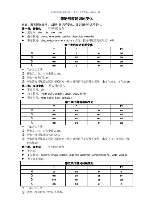 德语形容词词尾与比较级Word版